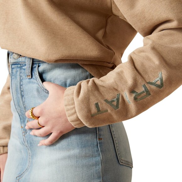 Ariat Essential Logo Hoodie Ladies Medium - Dark Oatmeal - NEW - Picture 2 of 3